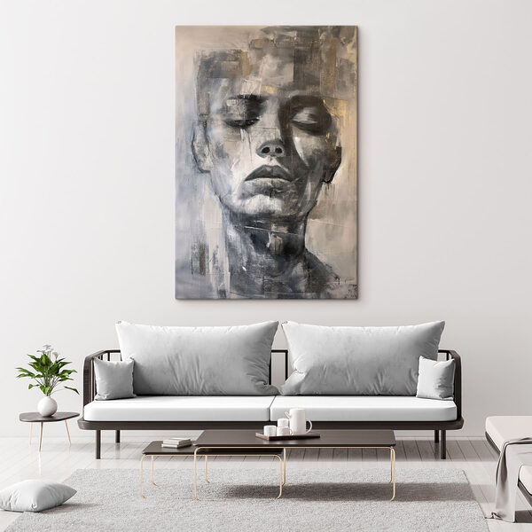 Canvas Schilderijen Schilderij van het gezicht van een vrouw