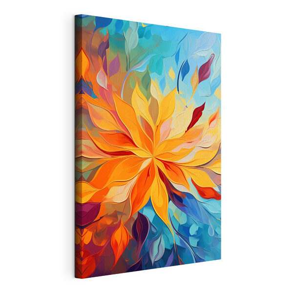 Canvas Schilderijen Canvas Schilderijen Kleurrijke bloem met veel bladeren (Artikelnummer: s47445)