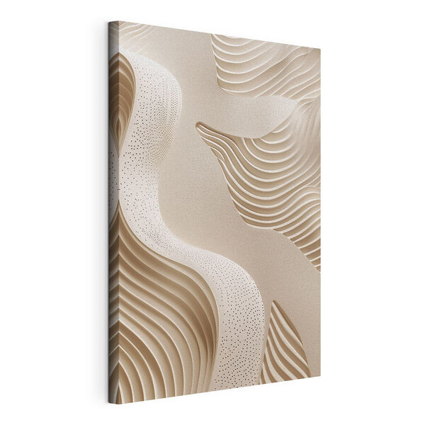 Wit en bruin oppervlak met golvende lijnen Canvas Schilderijen Wit en bruin oppervlak met golvende lijnen