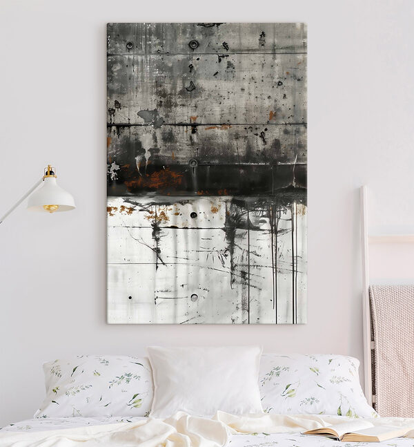 Canvas Schilderijen Zwart-witte muur met roestvlekken