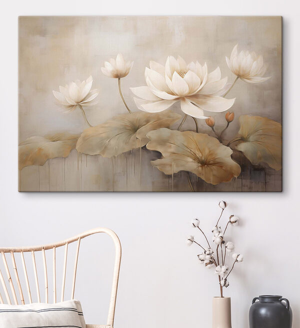 Canvas Schilderijen Schilderij van bloemen en bladeren