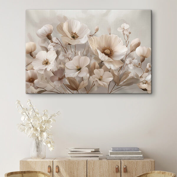Canvas Schilderijen Canvas Schilderijen Groep witte bloemen (Artikelnummer: s47645)