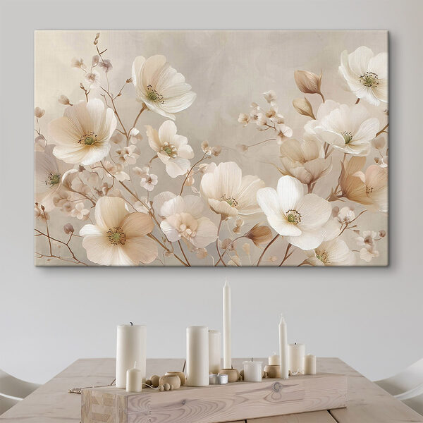 Canvas Schilderijen Canvas Schilderijen Verfijnde bloemen in zachte tinten (Artikelnummer: s47650)
