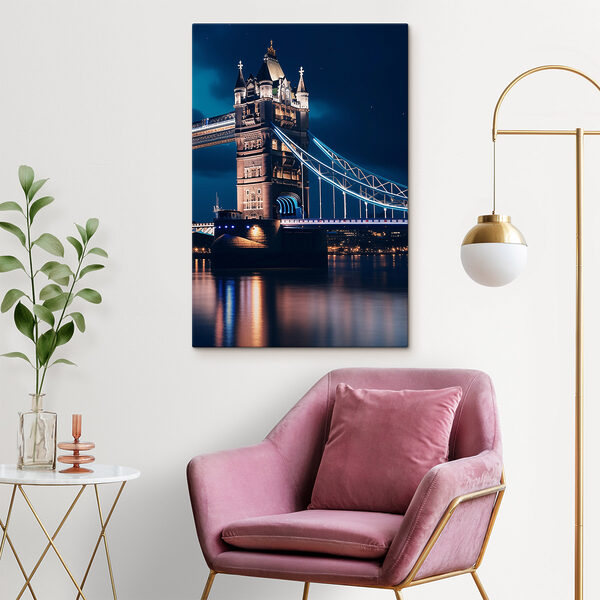 Canvas Schilderijen Brug met een kasteel erop