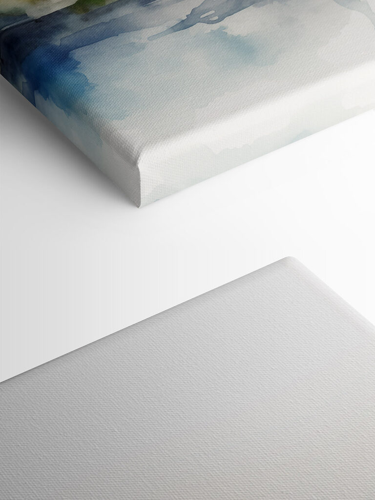 Aquarel van een gebouw met een klokkentoren Aquarel van een gebouw met een klokkentoren