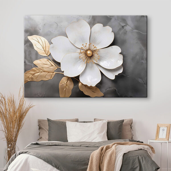 Canvas Schilderijen Canvas Schilderijen Verfijnd bloemmotief met subtiele elegantie (Artikelnummer: s47699)