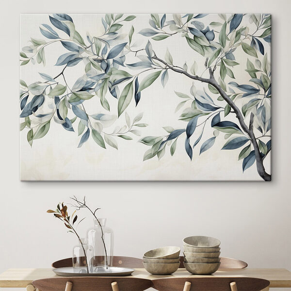 Painting of a tree branch with leaves Painting of a tree branch with leaves