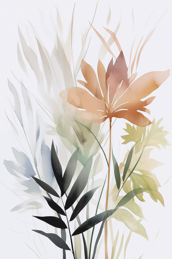 Painting of flowers and leaves