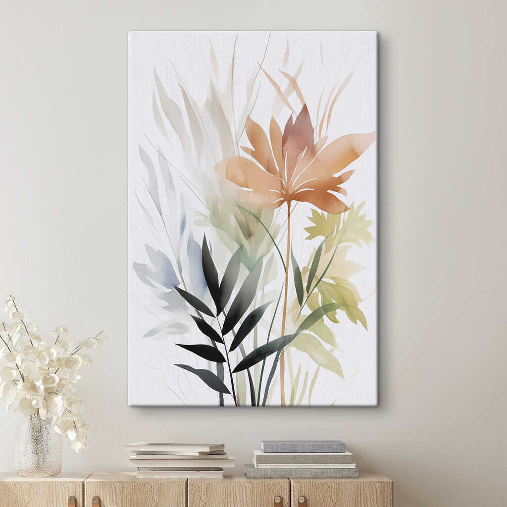 Painting of flowers and leaves