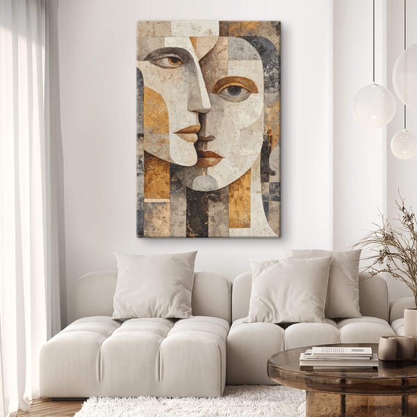 Canvas Schilderijen Canvas Schilderijen Schilderij van een gezicht en het gezicht van een vrouw (Artikelnummer: s47663)