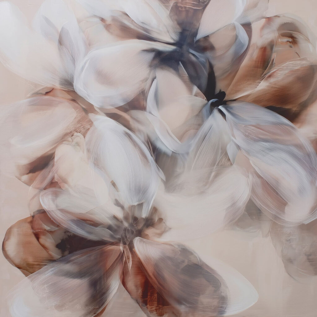 Painting of flowers on a white surface Painting of flowers on a white surface