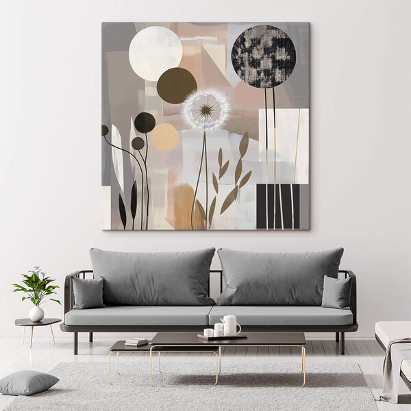 Canvas Schilderijen Canvas Schilderijen Schilderij met bloemen en geometrische vormen (Artikelnummer: s47775)