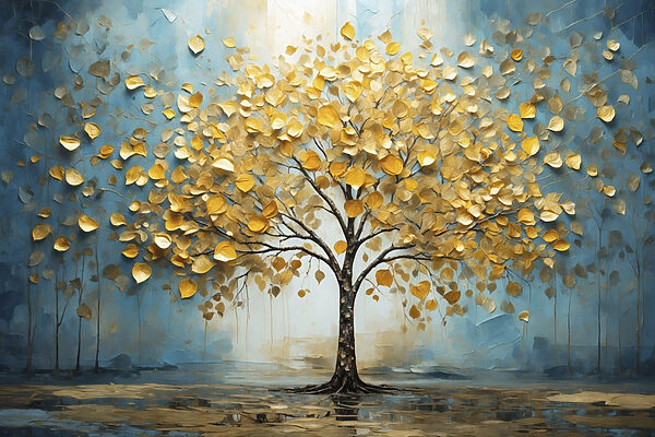 Painting of a tree with yellow leaves