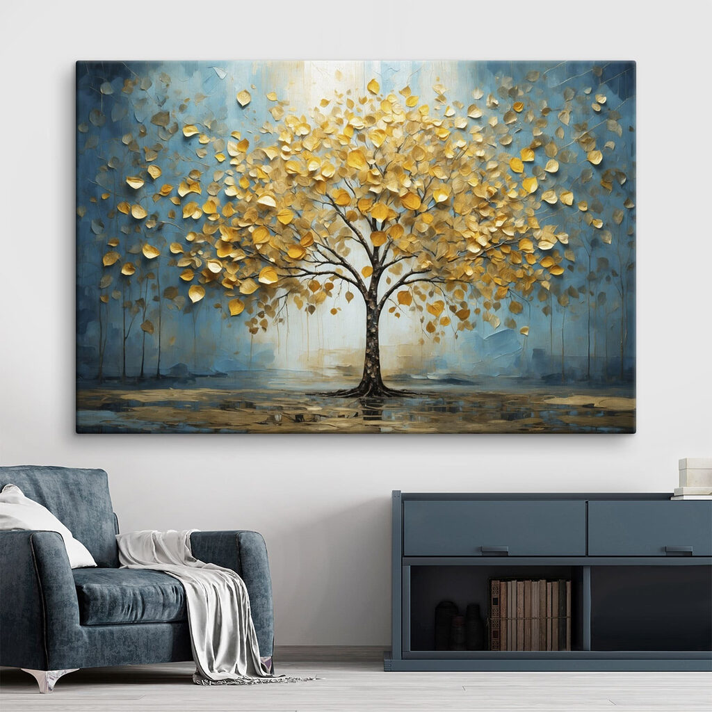 Painting of a tree with yellow leaves