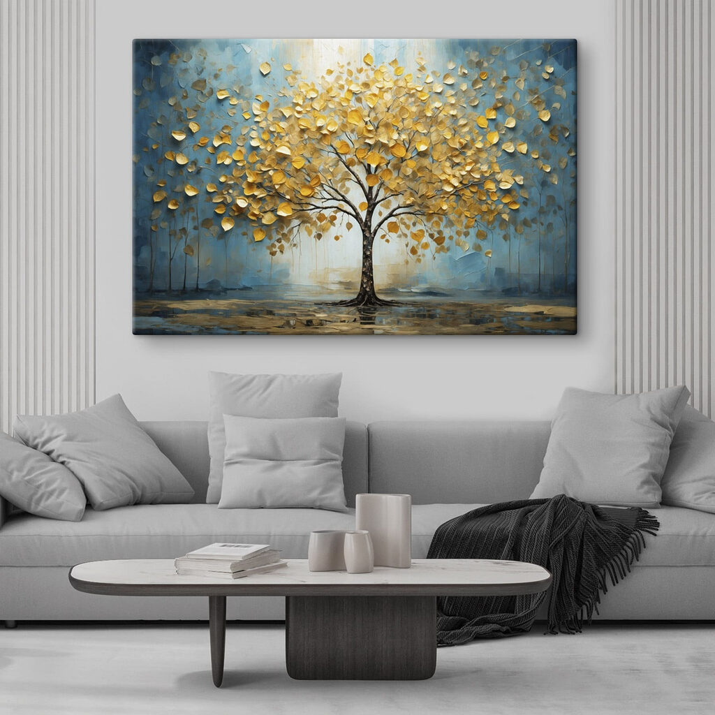 Painting of a tree with yellow leaves