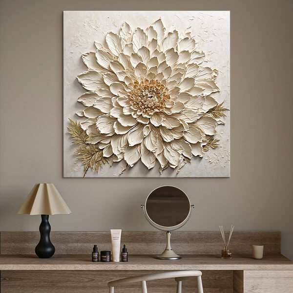 Canvas Schilderijen Canvas Schilderijen - Elegant kunstwerk met bloemenreliëf (Artikelnummer: s47259)