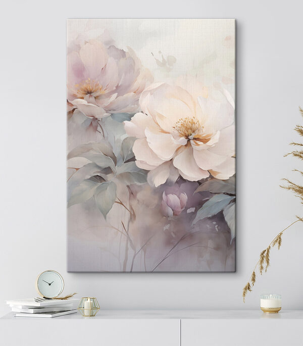 Canvas Schilderijen Schilderij van bloemen op een ondergrond