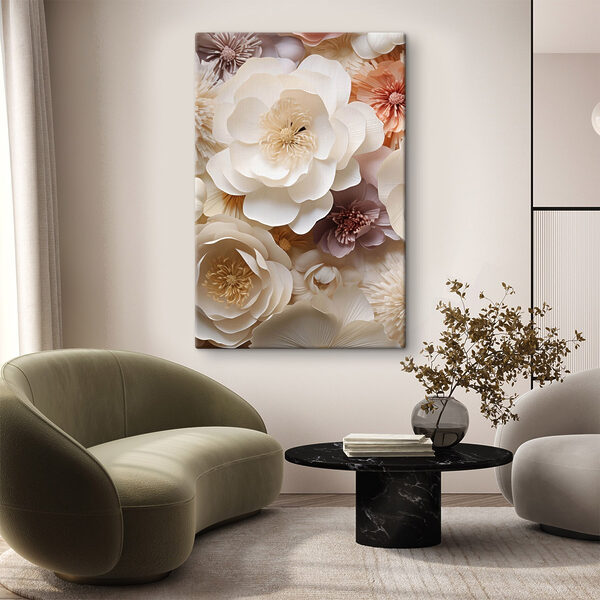 Canvas Schilderijen Groep papieren bloemen