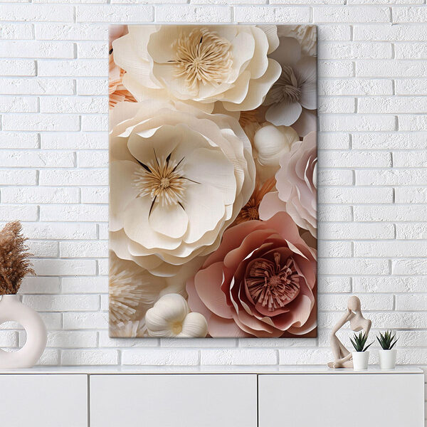 Canvas Schilderijen Groep papieren bloemen