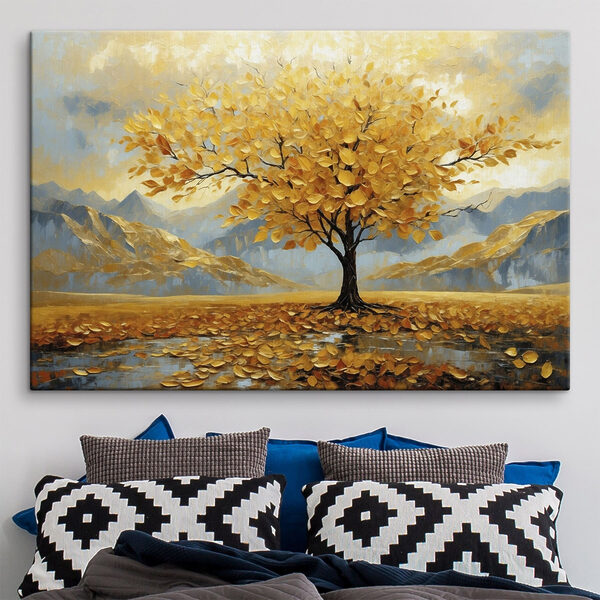 Tree with yellow leaves in a field Tree with yellow leaves in a field