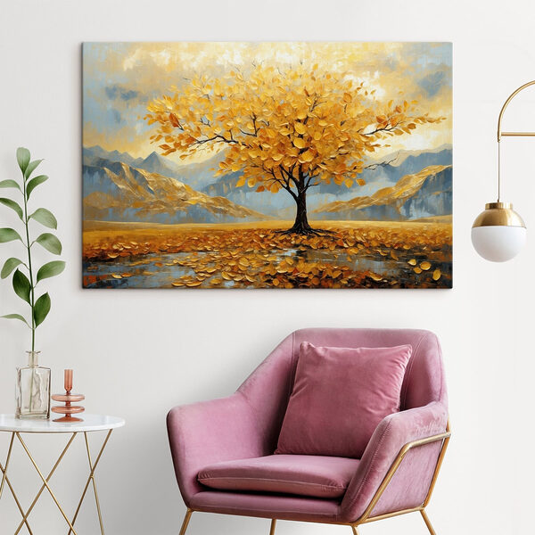 Tree with yellow leaves in a field Tree with yellow leaves in a field