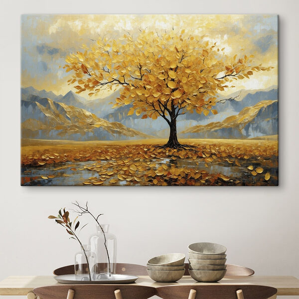 Tree with yellow leaves in a field Tree with yellow leaves in a field