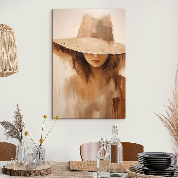 Canvas Schilderijen Canvas Schilderijen Schilderij van een vrouw met een hoed op (Artikelnummer: s47312)