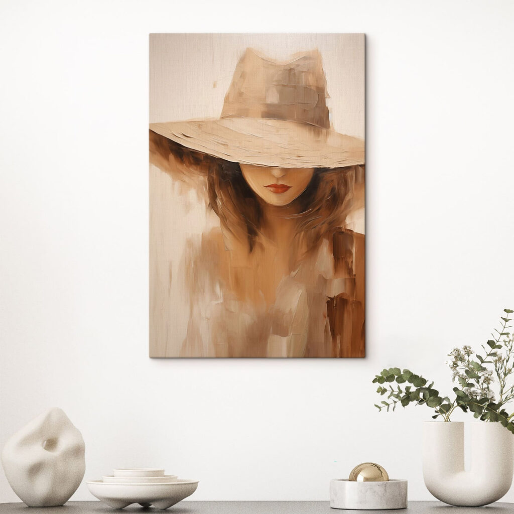 Painting of a woman wearing a hat