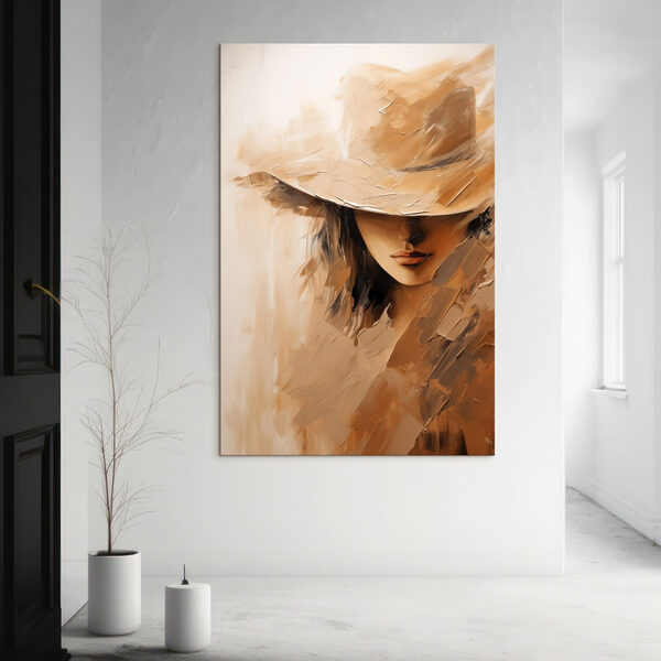 Canvas Schilderijen Canvas Schilderijen Schilderij van het gezicht van een vrouw met een hoed (Artikelnummer: s47315)