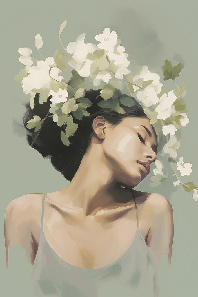 Woman with flowers in her hair