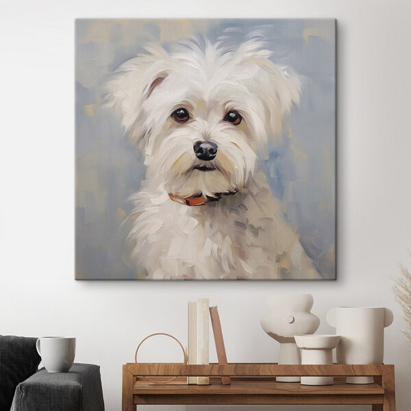 Canvas Schilderijen Schilderij van een witte hond