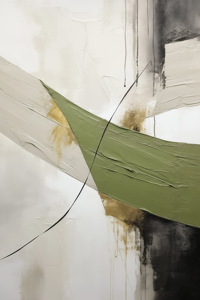 Painting of a green and black line