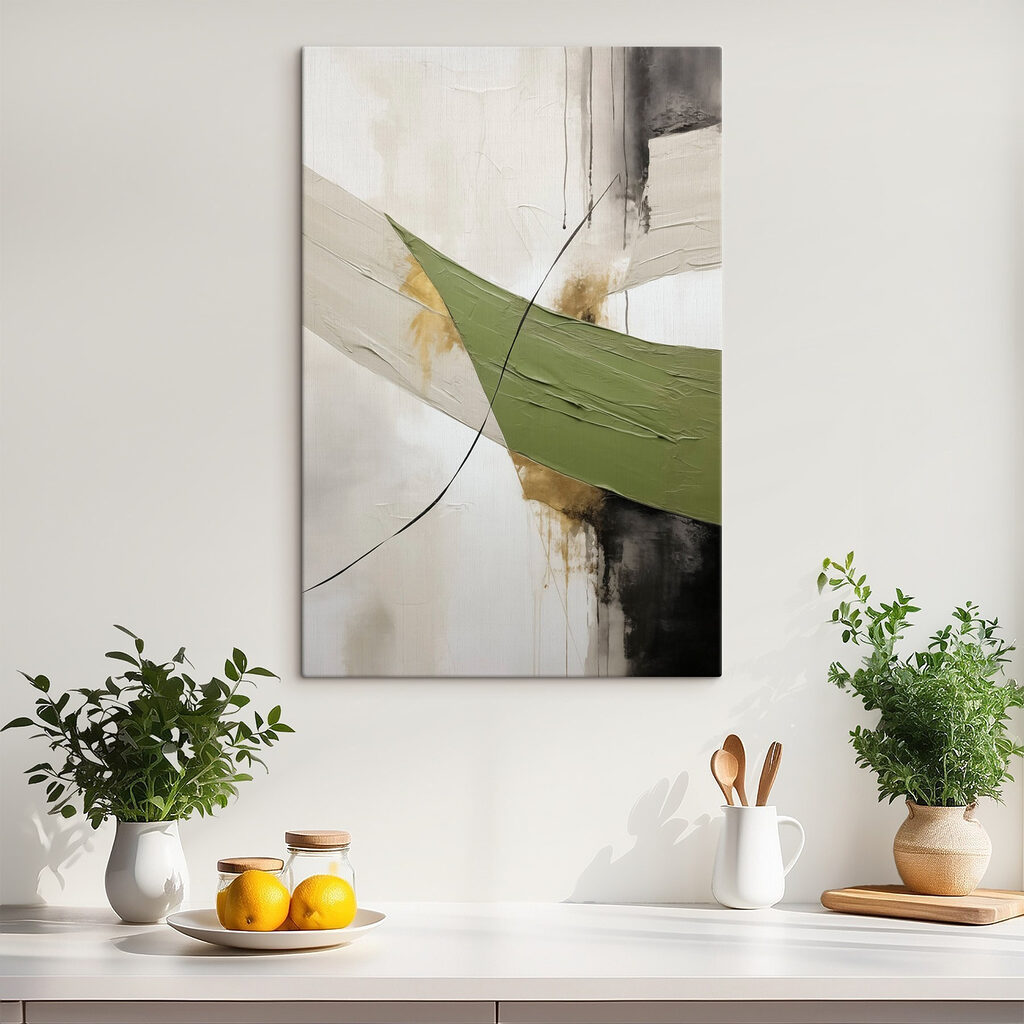 Painting of a green and black line