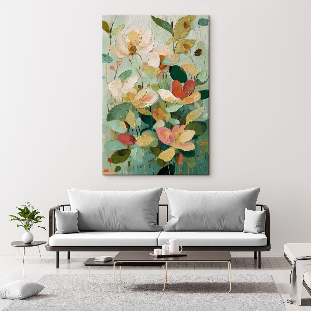 Painting of flowers and leaves
