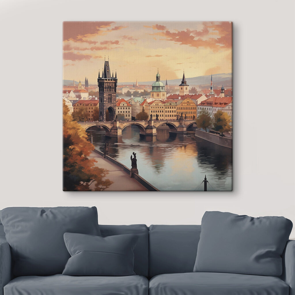 Bridge over a river with a bridge and a statue