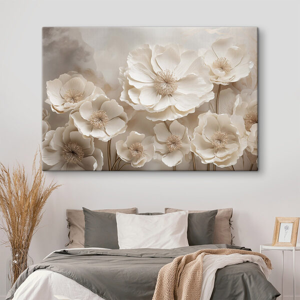Canvas Schilderijen Canvas Schilderijen Groep witte bloemen (Artikelnummer: s48111)