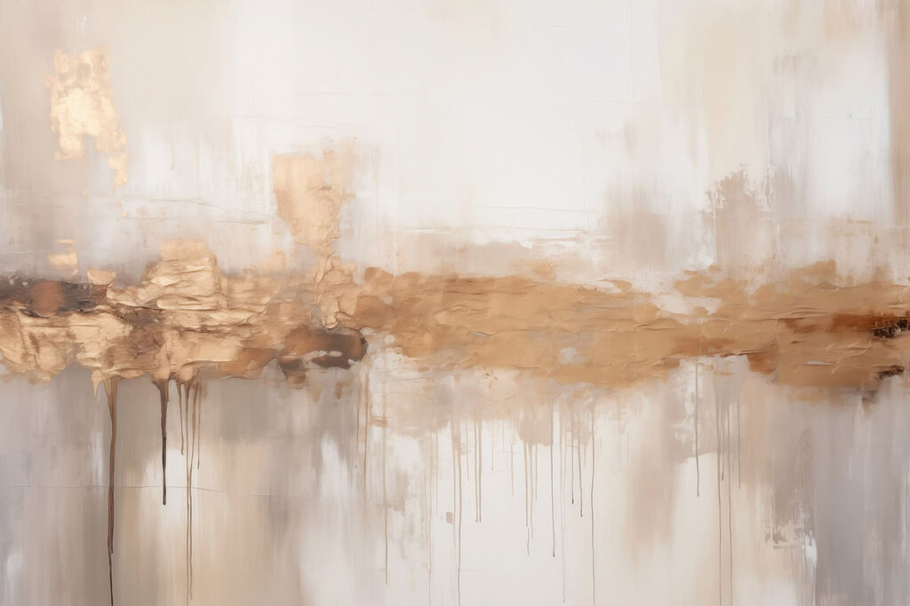 Painting of a white wall with brown paint dripping down Painting of a white wall with brown paint dripping down