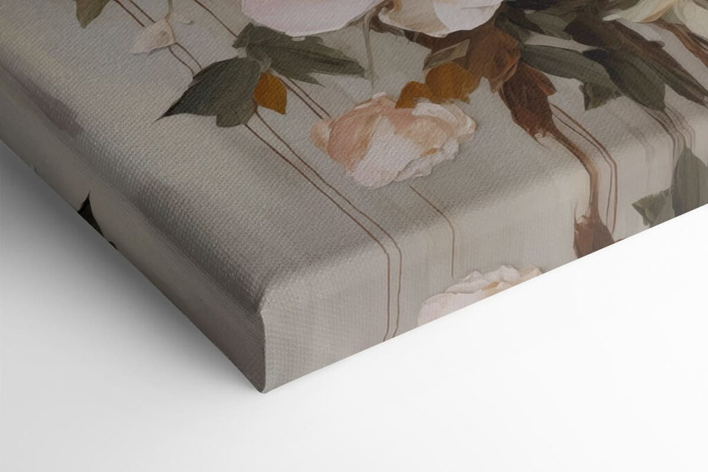 Painting of flowers on a white surface