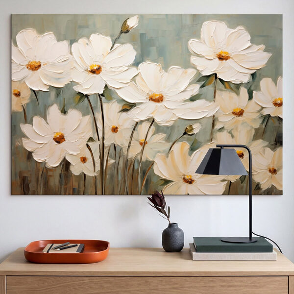 Canvas Schilderijen Schilderij van witte bloemen