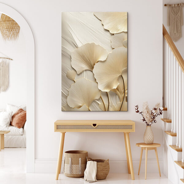 Canvas Schilderijen Elegante bladeren tegen een zachte achtergrond