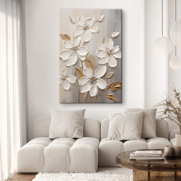 Canvas Schilderijen Schilderij van witte bloemen