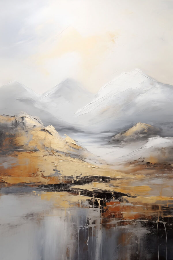 Painting of mountains and water