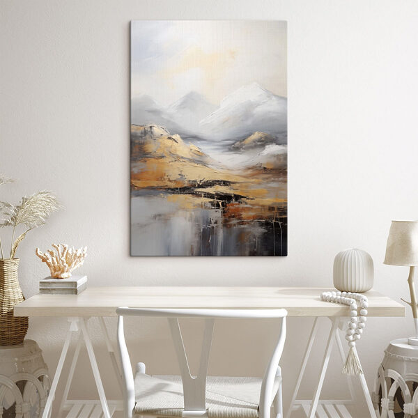 Canvas Schilderijen Schilderij van bergen en water