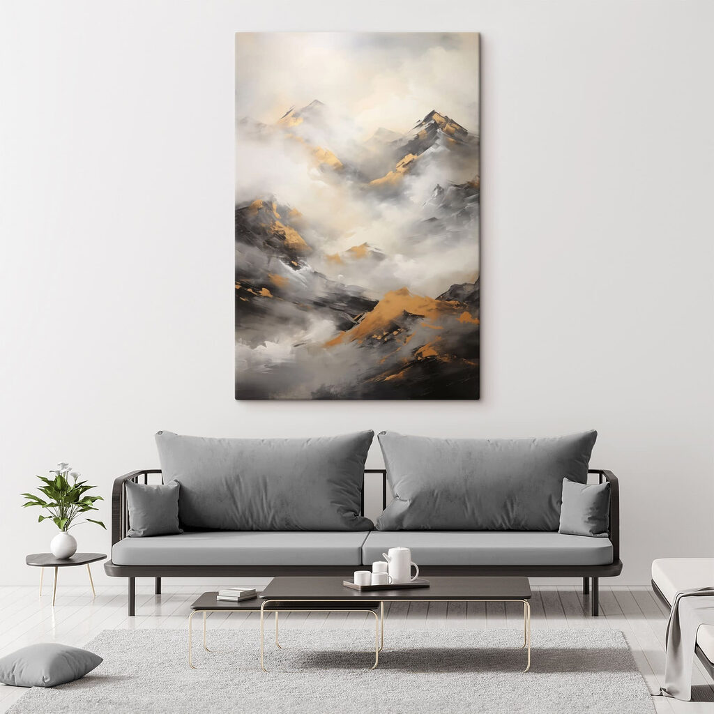 Painting of mountains with clouds Painting of mountains with clouds