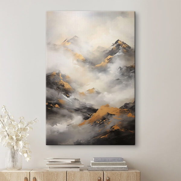 Painting of mountains with clouds Painting of mountains with clouds