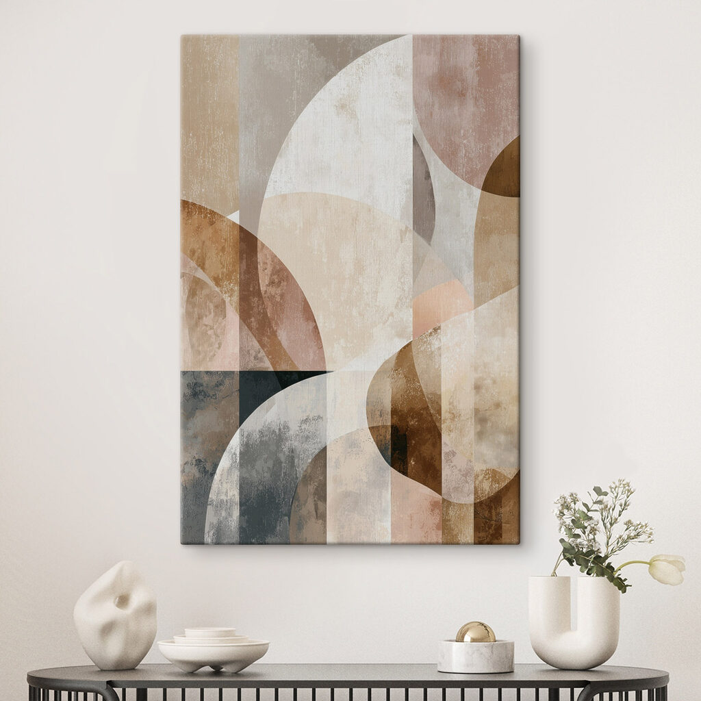 - Abstract shapes in soft earth tones