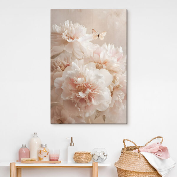 Canvas Schilderijen Canvas Schilderijen Een vlinder die over een groep witte bloemen vliegt (Artikelnummer: s47954)