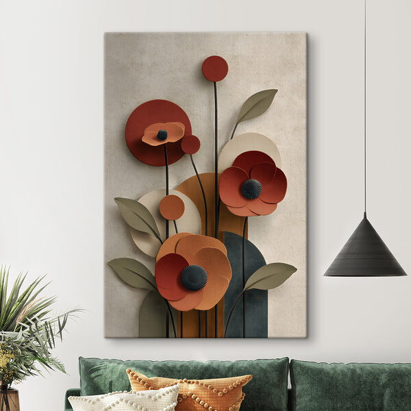 Canvas Schilderijen Canvas Schilderijen Wanddecoratie met bloemen en bladeren (Artikelnummer: s48293)