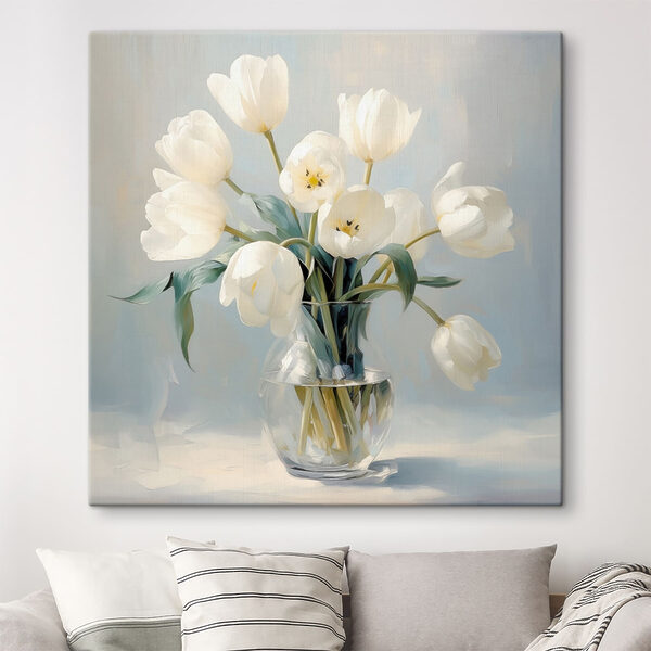 Canvas Schilderijen Canvas Schilderijen Vaas met witte bloemen (Artikelnummer: s48297)