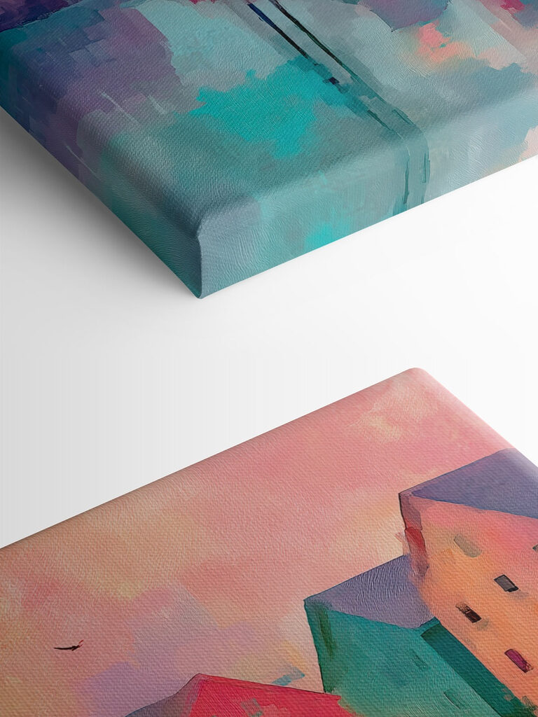 Colorful houses and a boat on the water